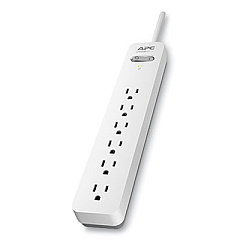 APC Essential SurgeArrest Surge Protector, 6 AC Outlets, 6 ft Cord, 1,080 J, White/Gray (PE66WG)