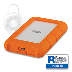 LaCie Rugged Secure External Hard Drive, 2 TB, Thunderbolt 3/USB-C/USB 3.0, Orange/Silver (STFR2000403)