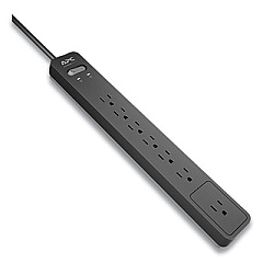 APC Essential SurgeArrest Surge Protector, 7 AC Outlets, 6 ft Cord, 1,440 J, Black (PE76)