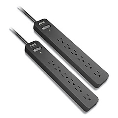 APC Essential SurgeArrest Surge Protector, 6 AC Outlets, 3 ft Cord, 540 J, Black, 2/Pack (PE63DP)