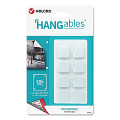 VELCRO Brand HANGables Removable Wall Fasteners, 0.75" x 0.75", White, 16/Pack (95184)