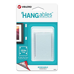 VELCRO Brand HANGables Removable Wall Fasteners, 1.75" x 3", White, 8/Pack (95187)