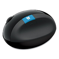 Microsoft Sculpt Ergonomic Wireless Optical Mouse, 2.4 GHz Frequency/10 ft Wireless Range, Right Hand Use, Black (L6V00001)