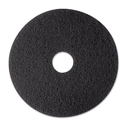 3M Low-Speed Stripper Floor Pad 7200, 12" Diameter, Black, 5/Carton (08374)
