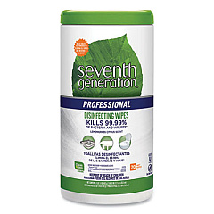 Seventh Generation Professional Disinfecting Multi-Surface Wipes, 8 x 7, Lemongrass Citrus, 70/Canister (44753EA)