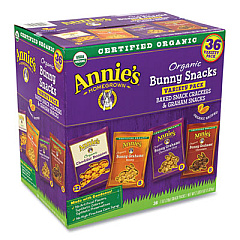 Annie's Homegrown Organic Bunny Snacks Variety Pack, Assorted Flavors, 38 - 1 oz Packs/Carton (22000673)