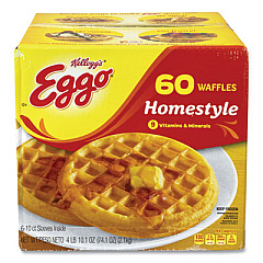 Kellogg's Eggo Homestyle Waffles, 74.1 oz Box, 10 Waffles/Sleeve, 6 Sleeves/Box (90300016)
