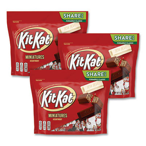 Kit Kat Miniatures Share Pack Party Bag, Assorted, 10.1 oz Bag, 3/Pack (24600434)