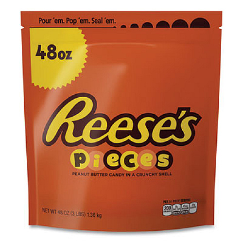 Reese's Pieces Candy, Resealable Bag, 48 oz Bag, 2 Bags/Pack (24600145)