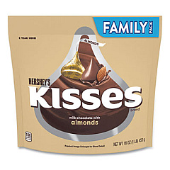 Hershey's KISSES Milk Chocolate with Almonds, Family Pack, 16 oz Bag (24600449)