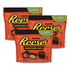Reese's Peanut Butter Cups Miniatures Share Pack, Dark Chocolate, 10.2 oz Bag, 3 Bags/Pack (24600440)