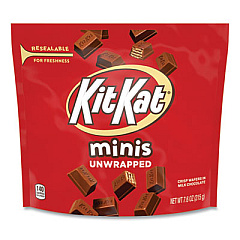 Kit Kat Minis Unwrapped Wafer Bars, 7.6 oz Bag, Milk Chocolate, 3/Pack (24600430)