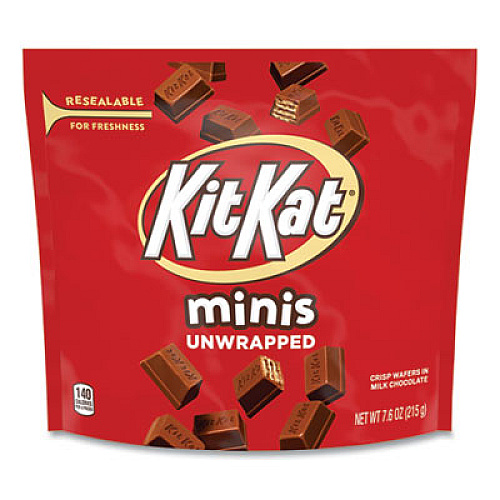 Kit Kat Minis Unwrapped Wafer Bars, 7.6 oz Bag, Milk Chocolate, 3/Pack (24600430)
