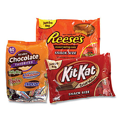 National Brand Chocolate Party Assortment, Mars Asst/Kit Kat/Reese's Peanut Butter Cups, 3 Bag Bundle (600B0004)