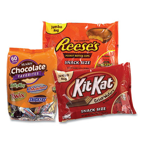 National Brand Chocolate Party Assortment, Mars Asst/Kit Kat/Reese's Peanut Butter Cups, 3 Bag Bundle (600B0004)