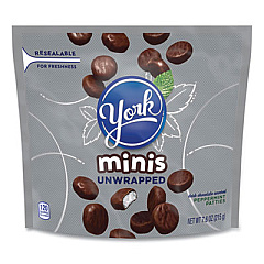 York Unwrapped Minis Dark Chocolate Peppermint Patties, 7.6 oz Bag, 4 Bags/Pack (24600407)
