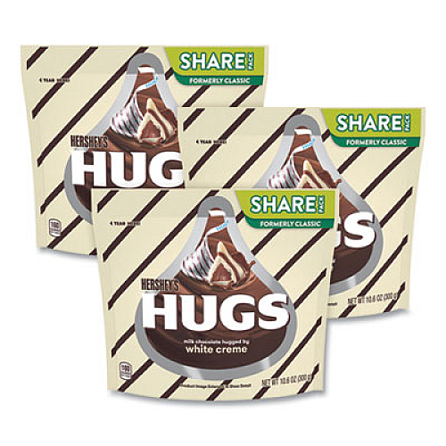Hershey's HUGS Candy, Milk Chocolate with White Creme, 1.6 oz Bag, 3 Bags/Pack (24600404)