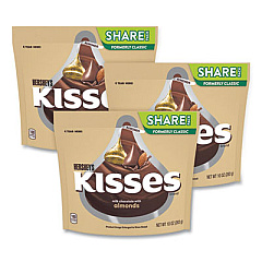 Hershey's KISSES Milk Chocolate with Almonds, Share Pack, 10 oz Bag, 3 Bags/Pack (24600422)