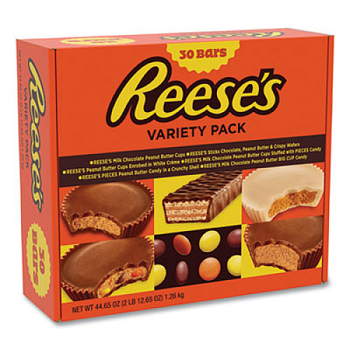 Reese's Variety Pack Assortment, 44.65 oz Box, 30 Bars/Box (24600286)