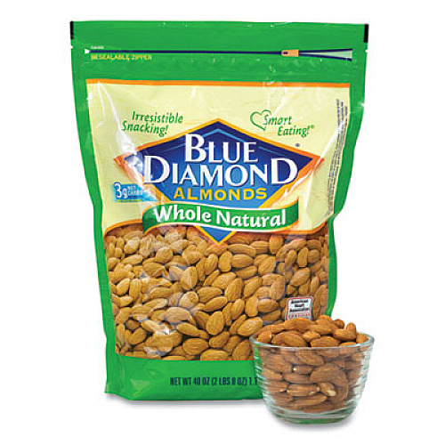 Blue Diamond Whole Natural Almonds, 40 oz Resealable Bag (90000171)
