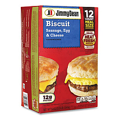 Jimmy Dean Biscuit Breakfast Sandwich, Sausage, Egg and Cheese, 54 oz, 12/Box, Delivered in 1-4 Business Days (90300035)