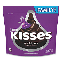 Hershey's KISSES Special Dark Chocolate Candy, Family Pack, 16.1 oz Bag, 2 Bags/Pack (24600424)