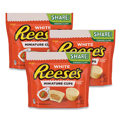 Reese's Peanut Butter Cups Miniatures Share Pack, White Creme, 10.5 oz Bag, 3 Bags/Pack (24600436)