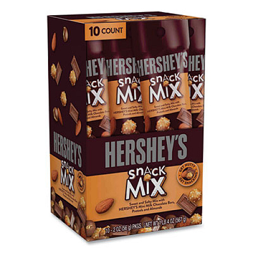 Hershey's Snack Mix, Milk Chocolate, 2 oz Tube, 10 Tubes/Box (24600294)