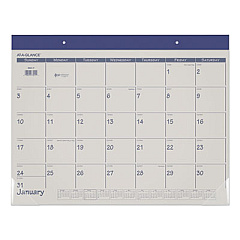 AT-A-GLANCE Fashion Color Desk Pad, 22 x 17, Stone/Blue Sheets, Blue Binding, Clear Corners, 12-Month (Jan to Dec): 2023 (SK2517)