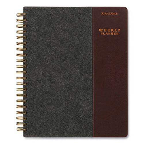AT-A-GLANCE Signature Collection Two-Toned Weekly/Monthly Planner, 11 x 8.5, Gray/Brown Cover, 13-Month (Jan to Jan): 2023 to 2024 (YP90525)