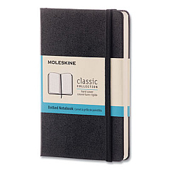 Moleskine Classic Collection Hard Cover Notebook, 1 Subject, Dotted Rule, Black Cover, 5.5 x 3.5 (895285XX)