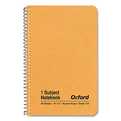 Oxford One-Subject Notebook, Narrow Rule, Natural Kraft Cover, 8 x 5, 80 Sheets (25401R)