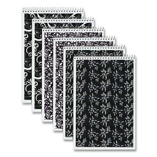 TOPS Fashion Steno Pad, Gregg Rule, Assorted Abstract Floral Headband Designs, 80 White 6 x 9 Sheets, 6/Pack (80230)