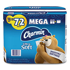 Charmin Ultra Soft Bathroom Tissue, Septic Safe, 2-Ply, White, 4 x 3.92, 244 Sheets/Roll, 18 Rolls/Carton (01450)