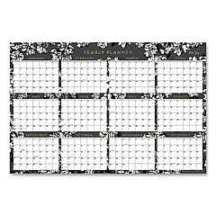 Blue Sky Baccara Dark Laminated Erasable Wall Calendar, Floral Artwork, 36 x 24, White/Black/Gold Sheets, 12-Month (Jan-Dec): 2023 (116053)