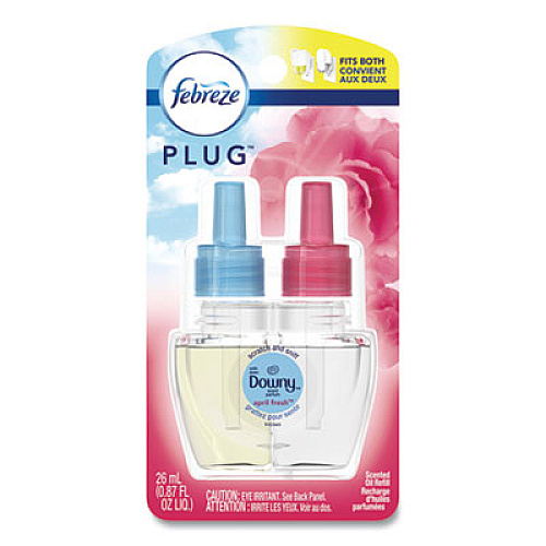 Febreze PLUG Air Freshener Refills, Downy April Fresh, 0.87 oz Refill, 2/Pack (74908)