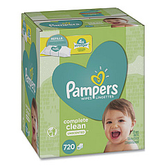 Pampers Complete Clean Baby Wipes, 1-Ply, Baby Fresh, 80 Wipes/Pack, 9 Packs/Carton (75524)
