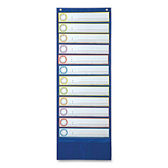 Carson-Dellosa Education Deluxe Scheduling Pocket Chart, 13 Pockets, 13 x 36, Blue (158031)