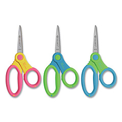 Westcott Ultra Soft Handle Scissors w/Antimicrobial Protection, Pointed Tip, 5" Long, 2" Cut Length, Randomly Assorted Straight Handle (14597)