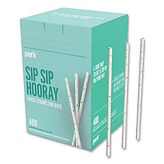 Perk Wrapped White Paper Straws, 9", White, 400/Pack (24394754)