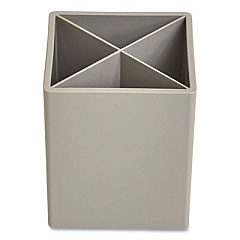 TRU RED Divided Plastic Pencil Cup, 3.31 x 3.31 x 3.87, Gray (24380390)