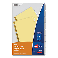 Avery Insertable Standard Tab Dividers, 8-Tab, Legal (11116)
