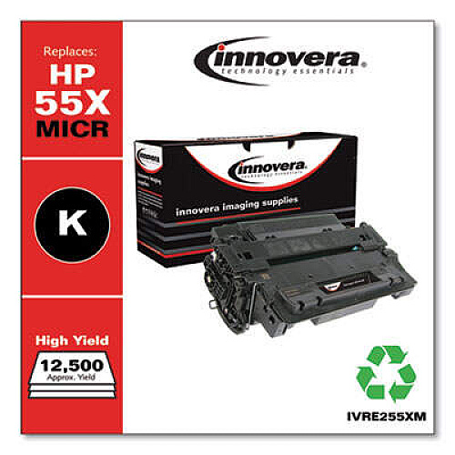 Innovera Remanufactured Black High-Yield MICR Toner, Replacement for 55XM (CE255XM)
