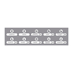 Rubbermaid Commercial Recycle Label Kit for Slim Jim Recycling Station Billboard, 10 Assorted Messages, 5.59 x 9.55, White/Clear (1977787)
