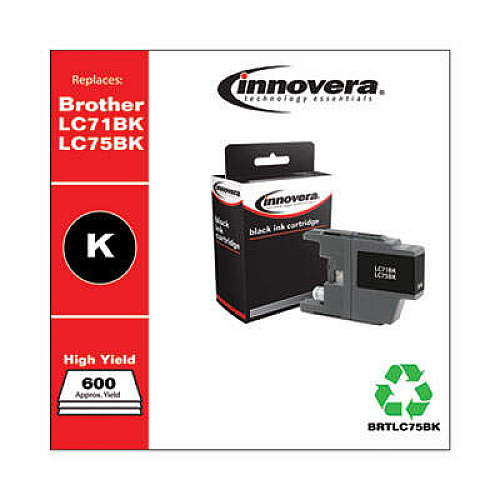 Innovera Remanufactured Black High-Yield Ink, Replacement for LC75BK