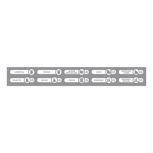 Rubbermaid Commercial Recycle Label Kit for Brute/Slim Jim/Untouchables Containers, Version D, 10 Assorted Messages, 5.59 x 9.55, White/Clear (1977788)