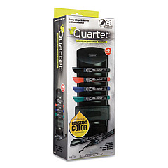 Quartet EnduraGlide Dry Erase Marker Kit with Caddy and Eraser, Broad Chisel Tip, Assorted Colors, 6/Pack (559)