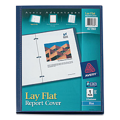 Avery Lay Flat View Report Cover, Flexible Fastener, 0.5" Capacity, 8.5 x 11, Clear/Blue (47780)