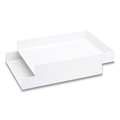 Poppin Stackable Letter Trays, 1 Section, Letter Size Files, 9.75 x 12.5 x 1.75, White, 2/Pack (100212)