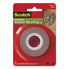 Scotch Permanent Heavy Duty Interior/Exterior Weather-Resistant Double-Sided Tape, Holds Up to 5 lbs, 1 x 60, Gray (411S)